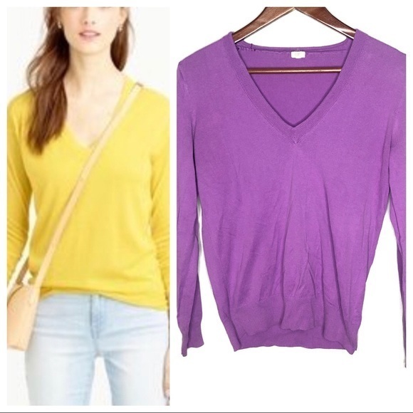 J. Crew Factory Sweaters - J. Crew factory 100% cotton v-neck purple sweater